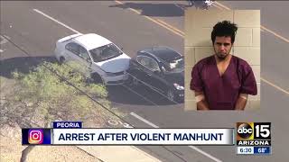 Man arrested by police after violent manhunt in Peoria