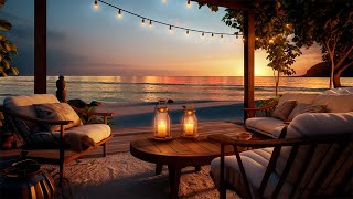 Tropical Beach Resort Ambience | Enjoy Peaceful Seaside Night Listening to Jazz Lounge Music