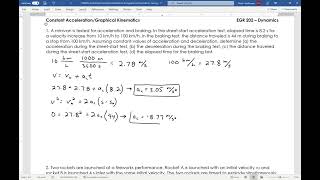 Dynamics - Constant Acceleration Example 1