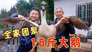 农村四哥全家团聚，抓18斤大鹅，一家人边吃边聊，热热闹闹过大年