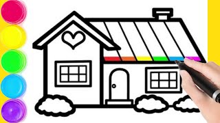 How to draw a House Rainbow | Drawing House step  by step easy