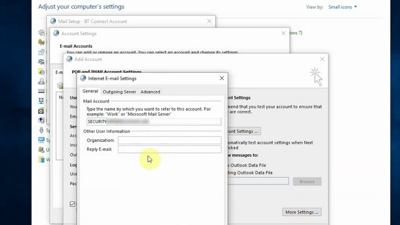 Setup BT Connect Email Account In Outlook 2010 Or 2013 - YouTube