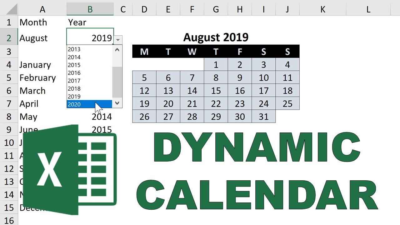 How To Make A Dynamic Calendar In Excel - YouTube