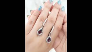 Anting berlian batu garnet ZHGW 032