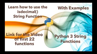 Learn how to use ISDECIMAL string function in python 3 in 2 minutes [2020]