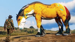 Arthur Encounters a Gigantic, Colorful Manticore Horse in Heartland OilFields and Tames It