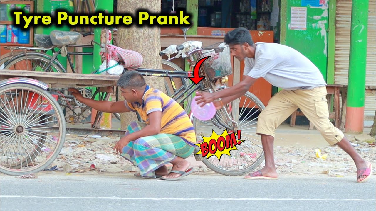Tyre Puncture Prank With Popping Balloons Part 19 4 Minute Fun
