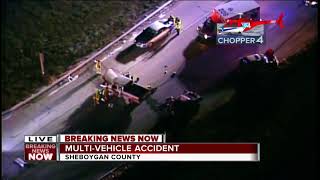 Six hospitalized in four-car crash in Sheboygan County