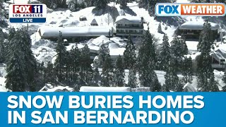 Winter Storm Buries Homes In San Bernardino Mountains, National Guard Coming To Help