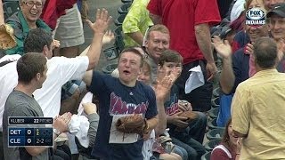 DET@CLE: Young fan snags a foul ball and celebrates