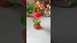 Satisfying  Rose 🌹 clay crafts for Valentine’s Day #satisfying #shorts  #clay #craftsforkids