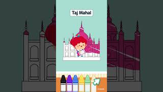 Mari kita mewarnai bersama!🖍️｜Taj Mahal｜Landmark｜Tanda｜JunyTony #Shorts