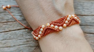 Pulseira Macramê Com Miçangas no Design ondulado - Tutorial Passo a Passo - Criativa Macrame 🌸✨🌸