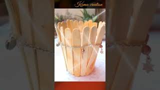 Icecream stick flower pot|Icecream stick craft|Pop stick craft|Icecream stick flower vase craft🏺