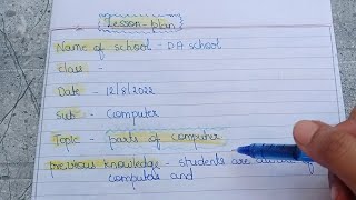 lesson plan format / parts of computer