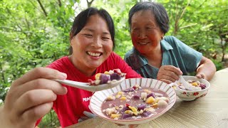 Grandma has a bad appetite, so Pangmei makes cool desserts, three-color taro ball soup.