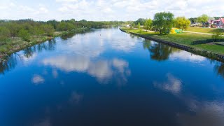 Rzeka Narew w Ostrołęce z lotu ptaka