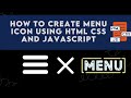How to create Menu Icon Using HTML CSS and JavaScript