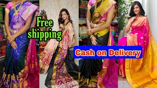 ఉప్పాడ చీరలో కొత్త కొత్త కలర్స్|CASH ON DELIVERY|Free Shipp|1 item$|Uppada fancy\u0026pattu sarees|Bsmart