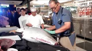 Iron Chef Morimoto tuna carving demonstration at the Grand Opening of Morimoto Asia Restaurant