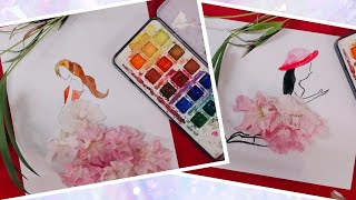 A GIRL DRAWING USING NATURAL FLOWERS 🌺 🌸 IN EASY STEPS / DRAWING / EASY DRAWING