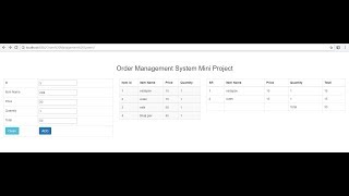 Order management System Mini Project using Ajax Jquery and Jsp