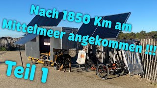 Mit dem FahrradWohnwagen im Winter 🥶 Richtung Süden ☀️🦩☀️ fahren. 1850 Km sind geschafft… TEIL 1