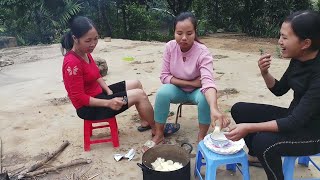 越南老婆跟着村里的姐妹们一起去拔木薯吃，小时候的味道！ Cùng mấy chị em trong xóm lên đồi đào sắn về ăn.