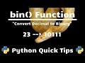 How to Convert Number to Binary In Python (bin() Function) - Python Quick Tips