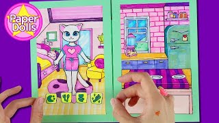 DIY] My talking Angela2😺 paper quiet book / How to play with paper game🎮