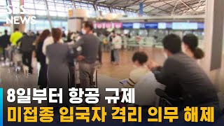 8일부터 항공 규제 · 미접종 입국자 격리 의무 해제 / SBS