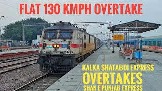 130 Kmph OVERTAKE!! Kalka Shatabdi overtakes Shan-E-Punjab Superfast Express