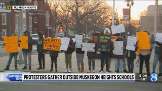 Protesters gather outside Muskegon Heights Schools