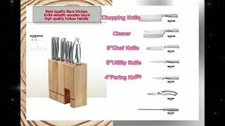 Best quality 8pcs kitchen knife set with wooden block - high quality hollow handle