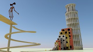 Giant Dominoes Siren Head and Pacman VS Tower of Pisa