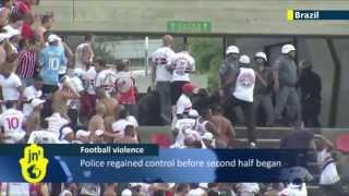 Brazilian Hooligan Riot: Sao Paulo and Corinthians fans riot at half-time during derby match