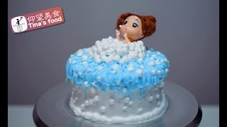 Cake decoration doll bubble bath whipped cream cake decorating ideas 003