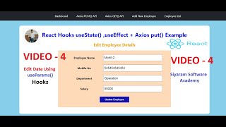 Edit Data Using json server API in React hooks, React JSON Server Edit API
