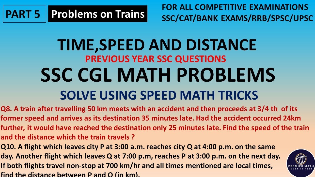 Time Speed And Distance Cgl Previous Year Questions Youtube