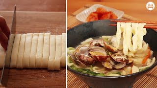 [Korean food] How to make Knife-cut noodle soup with clams, from making noodles to soup!