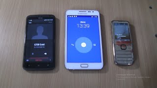 Ringing alarms Samsung Galaxy Note 1 android7+Incoming call+Outgoing call at the Same Nokia 6700+HTC