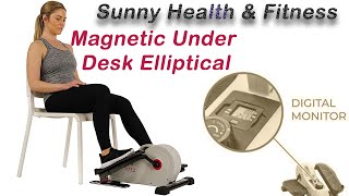 Sunny Health & Fitness  Magnetic Under Desk Elliptical – SF-E3872, Grey