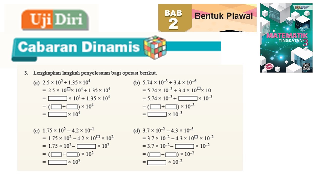 KSSM Matematik Tingkatan 3 Bab 2 Bentuk Piawai Uji Diri No 3 Cabaran ...