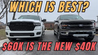 2025 Ram 1500 Bighorn 3.6l vs 2025 Ford F-150 XLT 2.7 | Ride Drive impressions MPG loop  which wins?