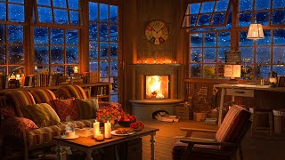 Cozy Winter Coffee Shop Ambience with Sweet Jazz Music & Fireplace for Relax the last days of 2023❤️