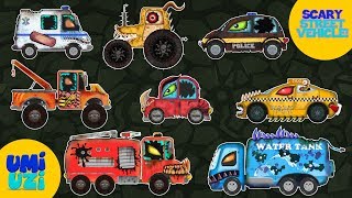 Umi Uzi | scary street vehicles | Halloween videos for kids