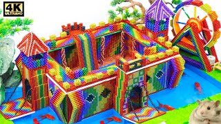 DIY - Build Rainbow Water Park Has Castle and Swimming Pool From Magnetic Balls ( Satisfying )