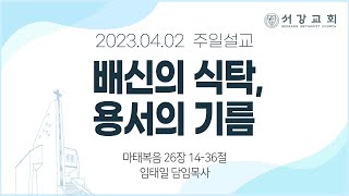 [ 서강교회 ] 2023-04-02 주일설교 | 배신의 식탁, 용서의 기름 | 마태복음 26장 14-36절 | 임태일 담임목사