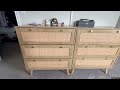 anmytek chest of 3 drawers rattan dresser wood modern dresser with 3 drawers