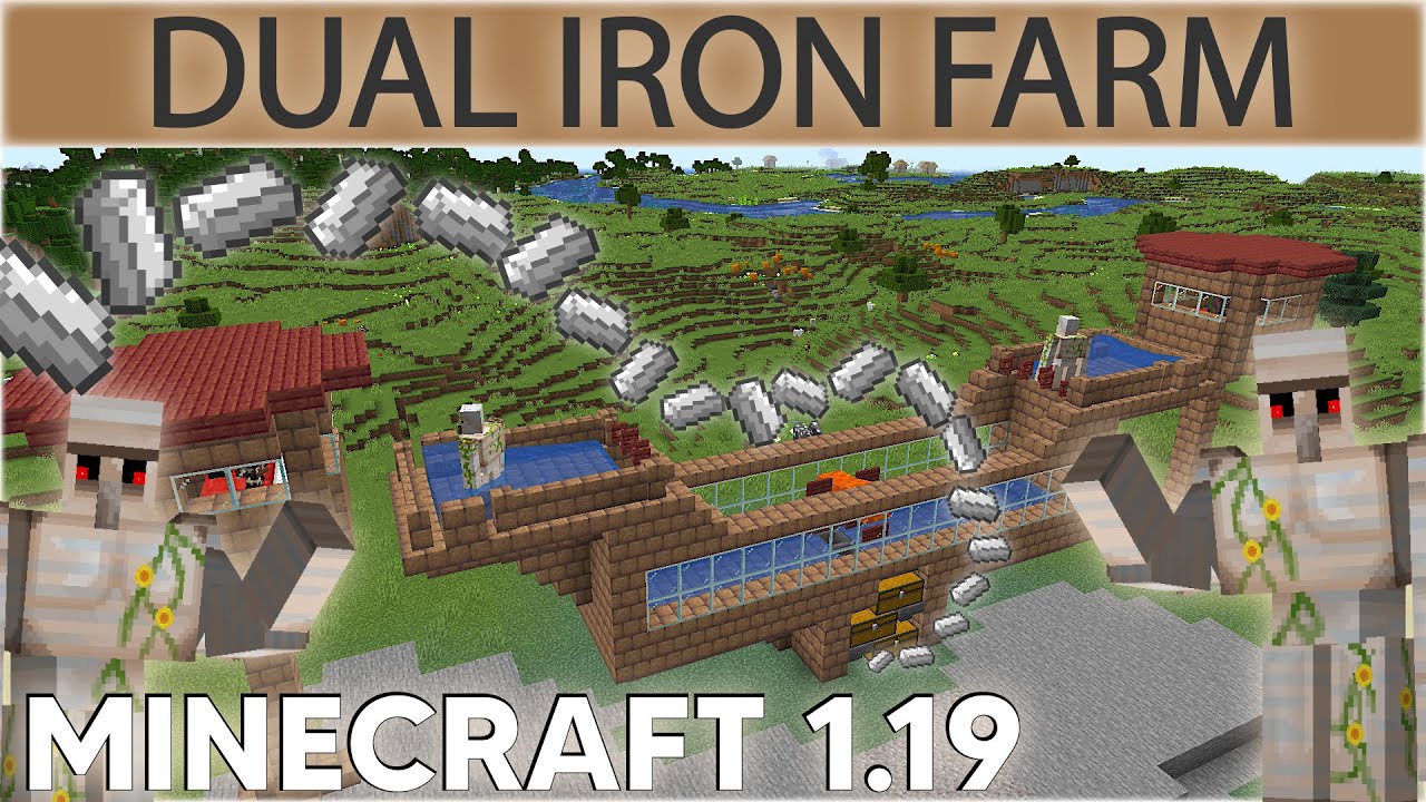 How To Build An EASY Minecraft 1.19 Iron Farm With DOUBLE Iron Golem ...